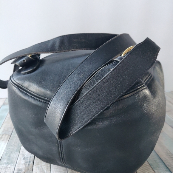 ❤️LRG COACH NYC BLACK LEATHER SHOULDER BG BACKPACK - Picture 8 of 11